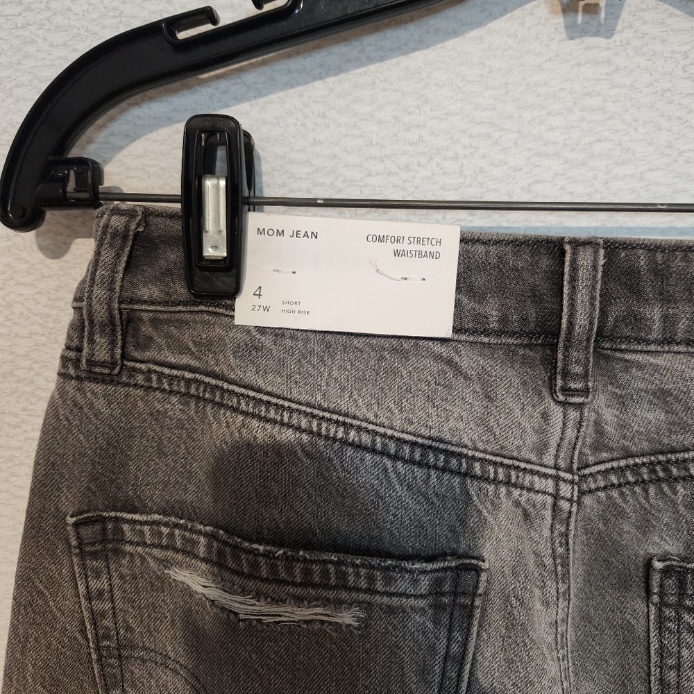 American Eagle High Rise Mom Jeans Smoked Gray Size 4 Short New - Picture 3 of 5